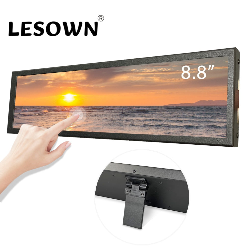 USB Type C 8.8inch Ultra Wide Stretched Bar LCD Monitor 1920x480 HDMI Small Touch IPS Screen PC Widescreen Display – 7L INC