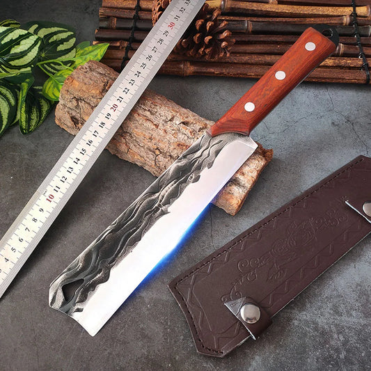 Heavy Knife Chop Bone Meat Vegetables Kitchen Knives Hand Forged Blade Wood Handle Chef Knife Utility Cleaver Chicken Fish Tools