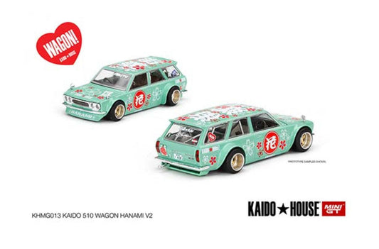 Kaido House x Mini GT 1:64 Datsun Kaido 510 Wagon Hanami V1 Green Limited Editio