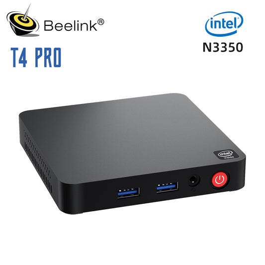 Beelink T4 Pro Mini PC Intel Celeron N3350 Windows 10 4GB DDR4 64GB eMMC Supports Dual HDMI USB 3.0 2.4G 5.8G WiFi BT4.0 PK AK3V
