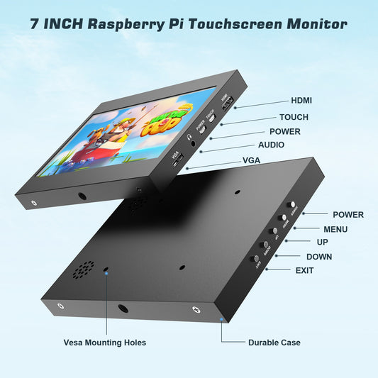 Raspberry Pi 4 Screen 7&quot; Monitor IPS with Case Capacitive Touch Screen 1024X600 HDMI Display for Raspberry Pi4 3 windows Laptop