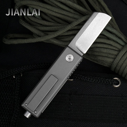 Titanium alloy folding knife tactical field survival hunting camp EDC high hardness portable self-defense knife