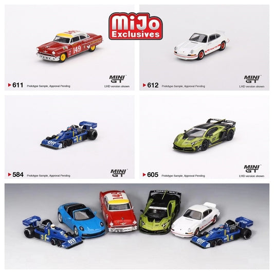 **Pre-order** MINI GT Mijo Exclusives 1:64 Tyrrell P34 / Aventador GT EVO / 911 Targa 4S / Lincoln Capri / 911 Carrera Model Car