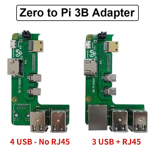 Raspberry Pi Zero 2 W to 3B Adapter Zero to Raspberry Pi 3 Model B Interface Expansion Board Pi Zero Pi 0 4 / 3 USB HUB RJ45 HAT