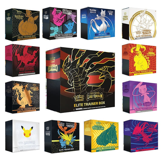 Genuine Pokemon PTCG Cards American Version English Cards ETB Elite Box Eevee Charizard Pikachu Mew Mewtwo Trainer Box Kid Gifts