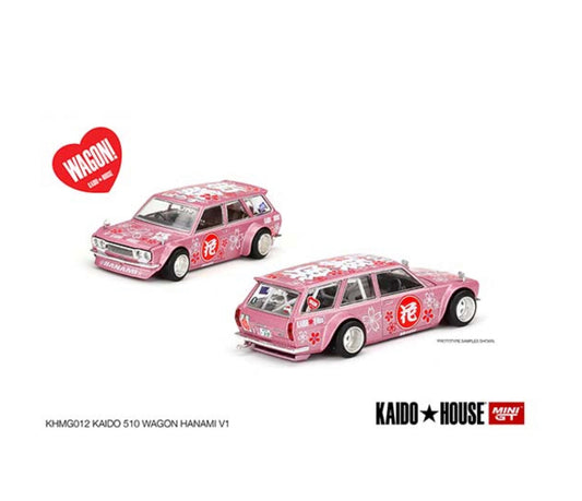 Kaido House x Mini GT 1:64 Datsun Kaido 510 Wagon Hanami V1 Pink Limited Edition